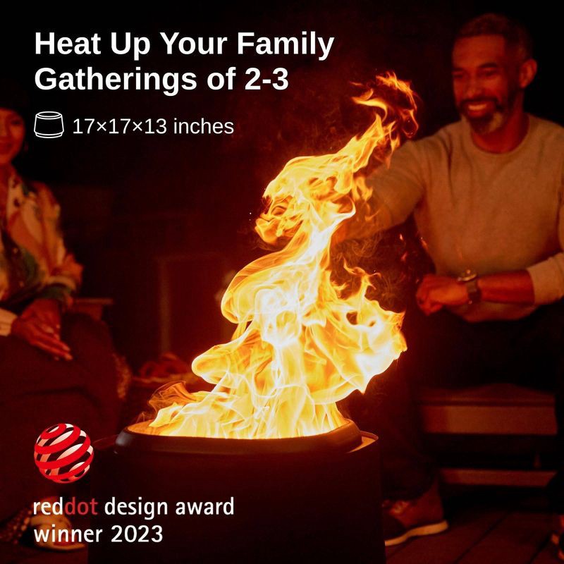 slide 9 of 9, East Oak 17" Smokeless Round Outdoor Fire Table Black: Venturi Effect, Heat-Resistant, 1 ct