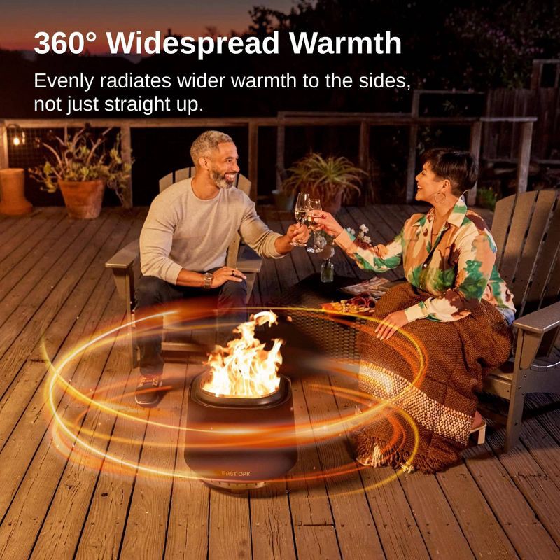slide 3 of 9, East Oak 17" Smokeless Round Outdoor Fire Table Black: Venturi Effect, Heat-Resistant, 1 ct