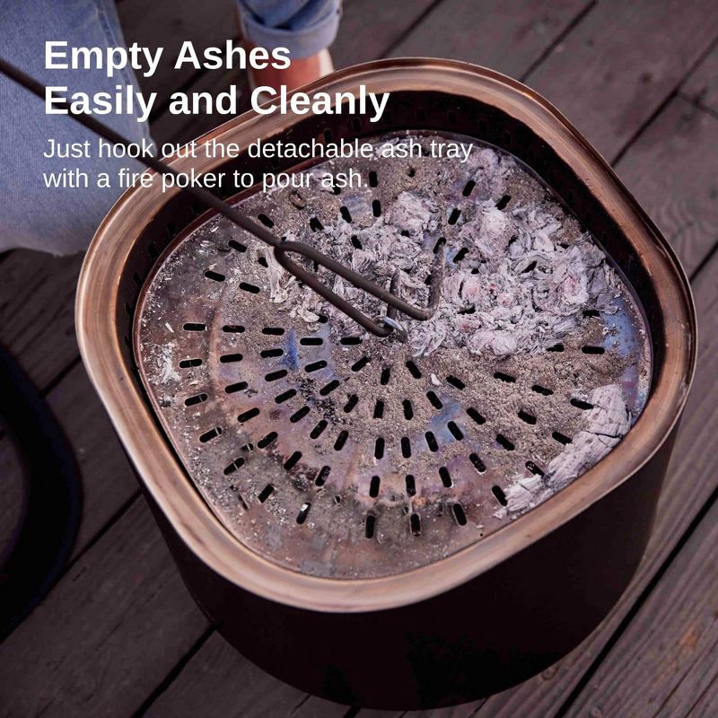 slide 7 of 9, East Oak 17" Smokeless Round Outdoor Fire Table Black: Venturi Effect, Heat-Resistant, 1 ct