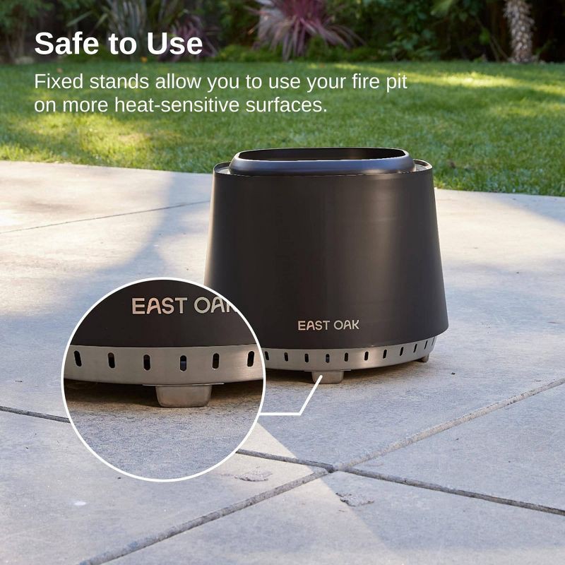 slide 4 of 9, East Oak 17" Smokeless Round Outdoor Fire Table Black: Venturi Effect, Heat-Resistant, 1 ct