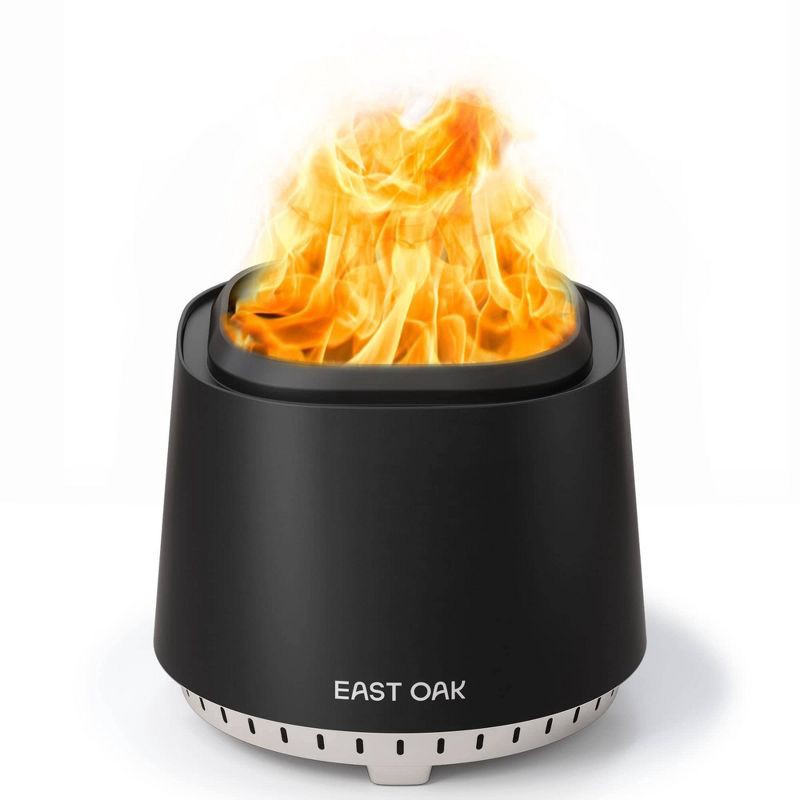 slide 1 of 9, East Oak 17" Smokeless Round Outdoor Fire Table Black: Venturi Effect, Heat-Resistant, 1 ct