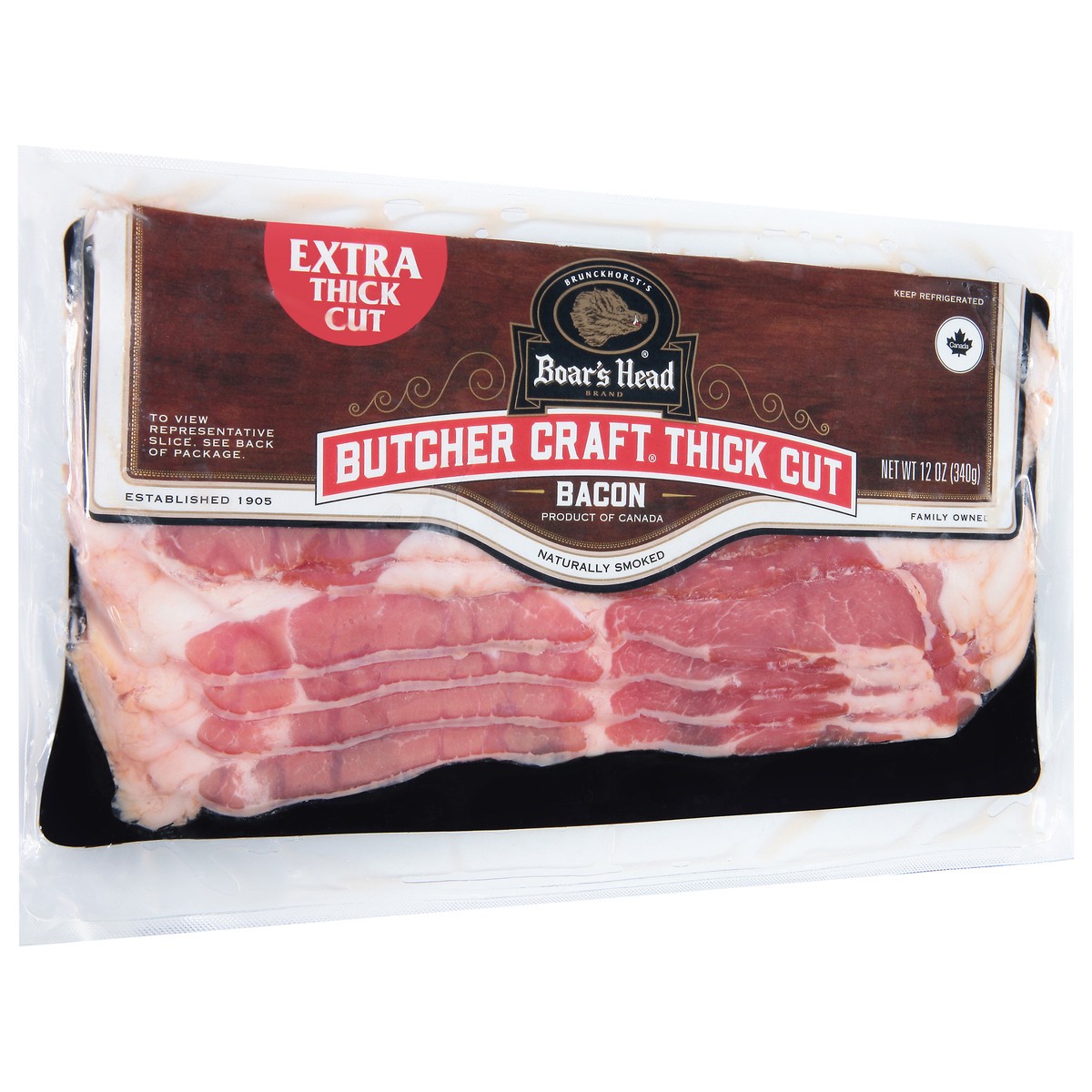slide 5 of 9, Boar's Head Butcher Craft Extra Thick Cut Naturally Smoked Bacon, 12 oz