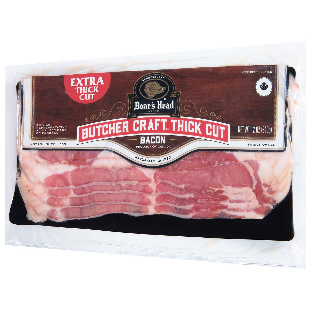 slide 3 of 9, Boar's Head Butcher Craft Extra Thick Cut Naturally Smoked Bacon, 12 oz