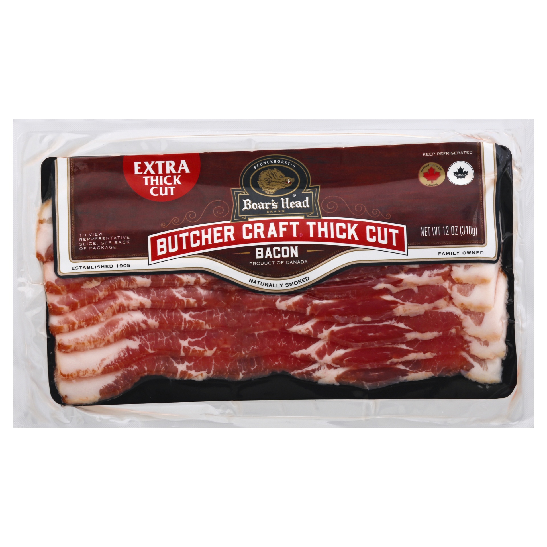 slide 1 of 3, Boar's Head Bacon, Extra Thick Cut, 12 oz