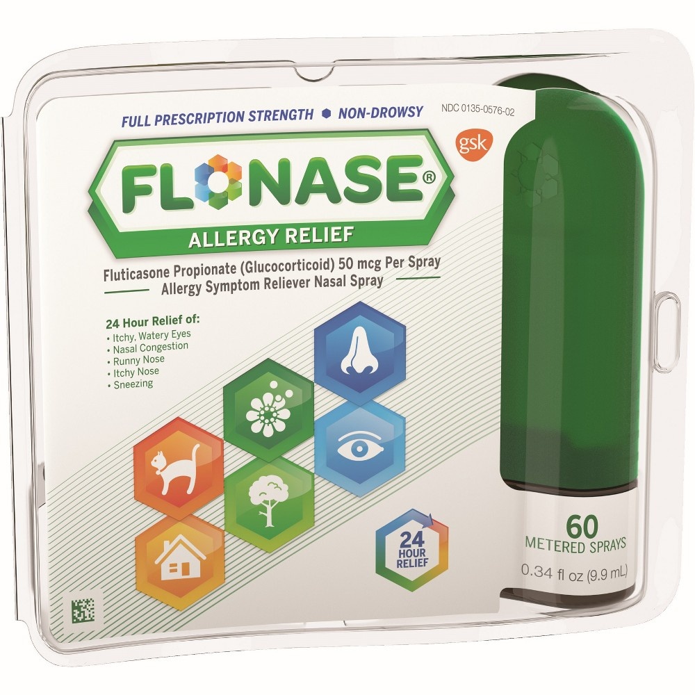 slide 4 of 5, Flonase Allergy Relief, Full Prescription Strength, Non-Drowsy, Nasal Spray, 0.34 fl oz