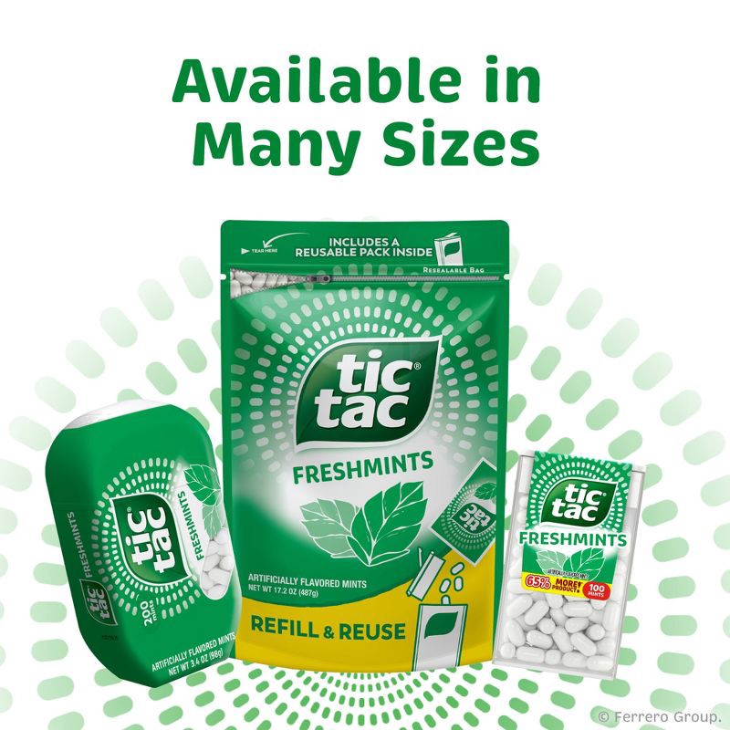 slide 6 of 8, Tic Tac Single Freshmint 100ct/1.7oz, 100 ct, 1.7 oz