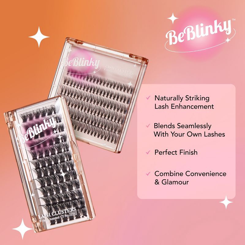 slide 4 of 10, BeBlinky False Eyelash Clusters - Wide Band 03, Wispy, 9-16 mm - 72ct, 72 ct