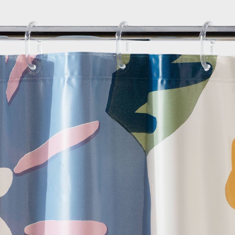 slide 3 of 3, 13pc PEVA Floral Blooms Shower Curtain and Rings Set Blue - Room Essentials™, 13 ct