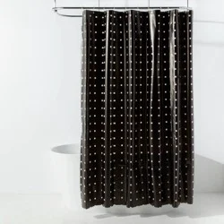 13pc PEVA Mini Check Shower Curtain and Rings Black - Room Essentials™