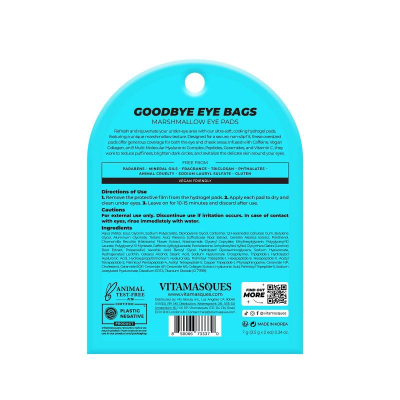 slide 2 of 5, Vitamasques Goodbye Eye Bags Extra Coverage Hydrogel Eye - Marshmallow Mask - 0.24oz, 0.24 oz