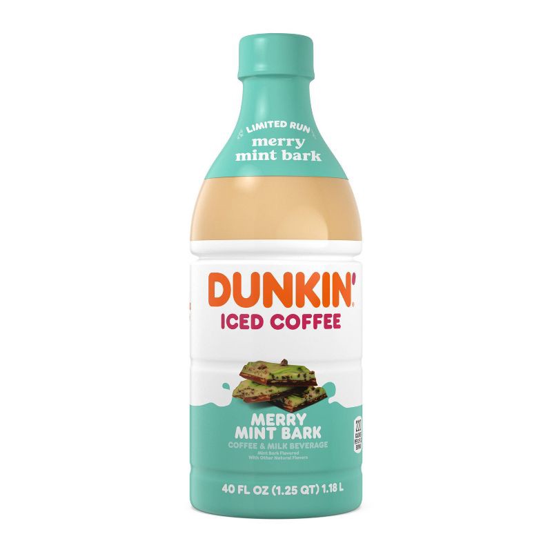 slide 2 of 7, Dunkin' Donuts RTD Dunkin' Merry Mint Bark Iced Coffee - 40 fl oz, 40 fl oz