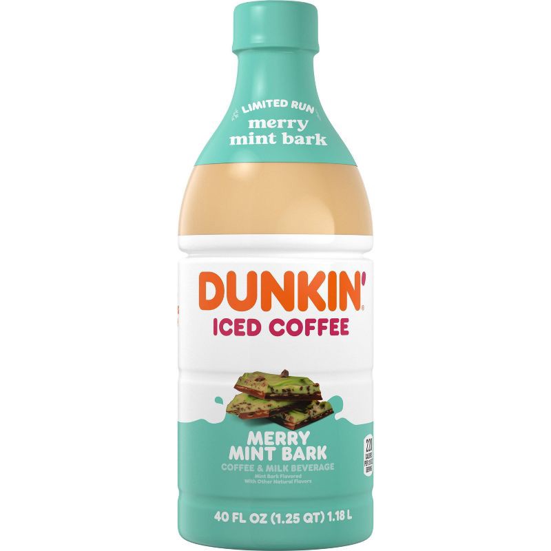 slide 1 of 7, Dunkin' Donuts RTD Dunkin' Merry Mint Bark Iced Coffee - 40 fl oz, 40 fl oz