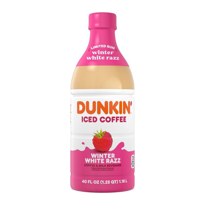 slide 2 of 8, Dunkin' Donuts RTD Dunkin' Winter White Razz Iced Coffee - 40 fl oz, 40 fl oz