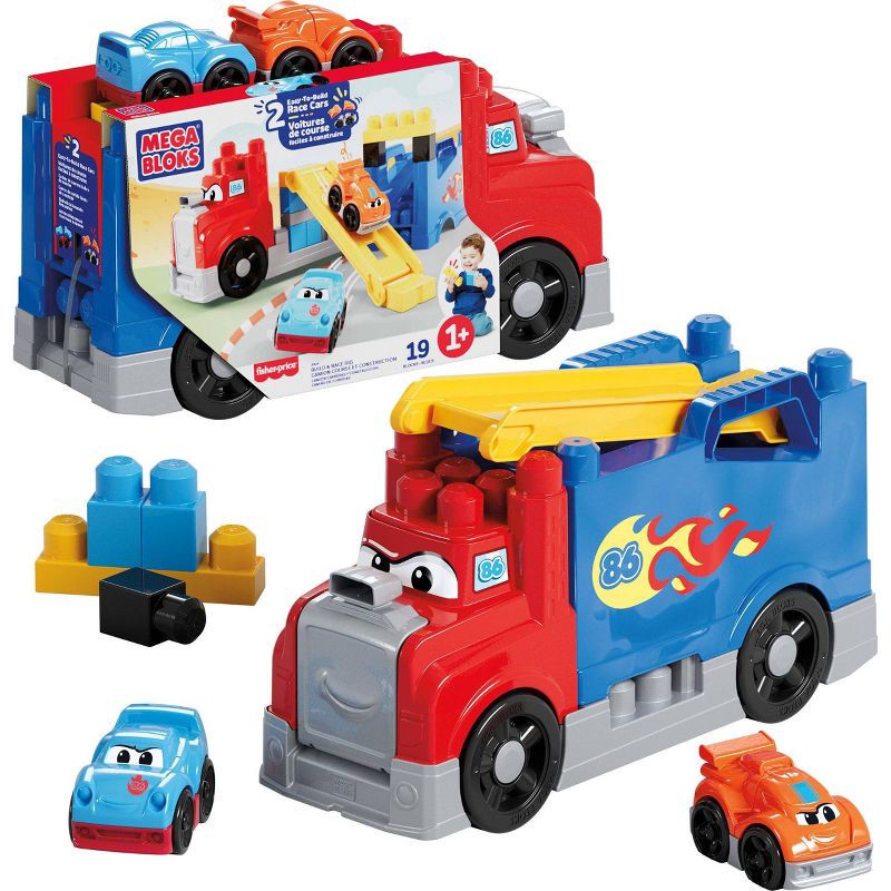slide 1 of 6, Mega Bloks First Builders Build & Race Rig Toy Blocks for Toddler - 19pc, 19 ct