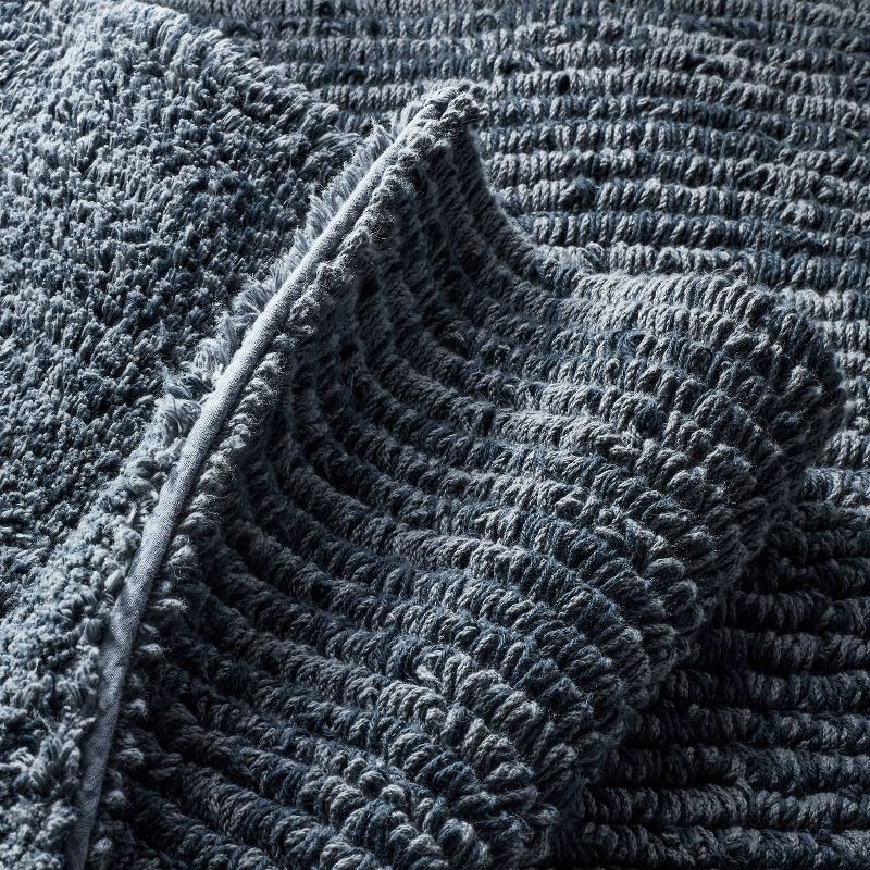 slide 3 of 4, 24"x40" Organic Melange Reversible Bath Rug Dark Mineral Blue - Casaluna™, 1 ct