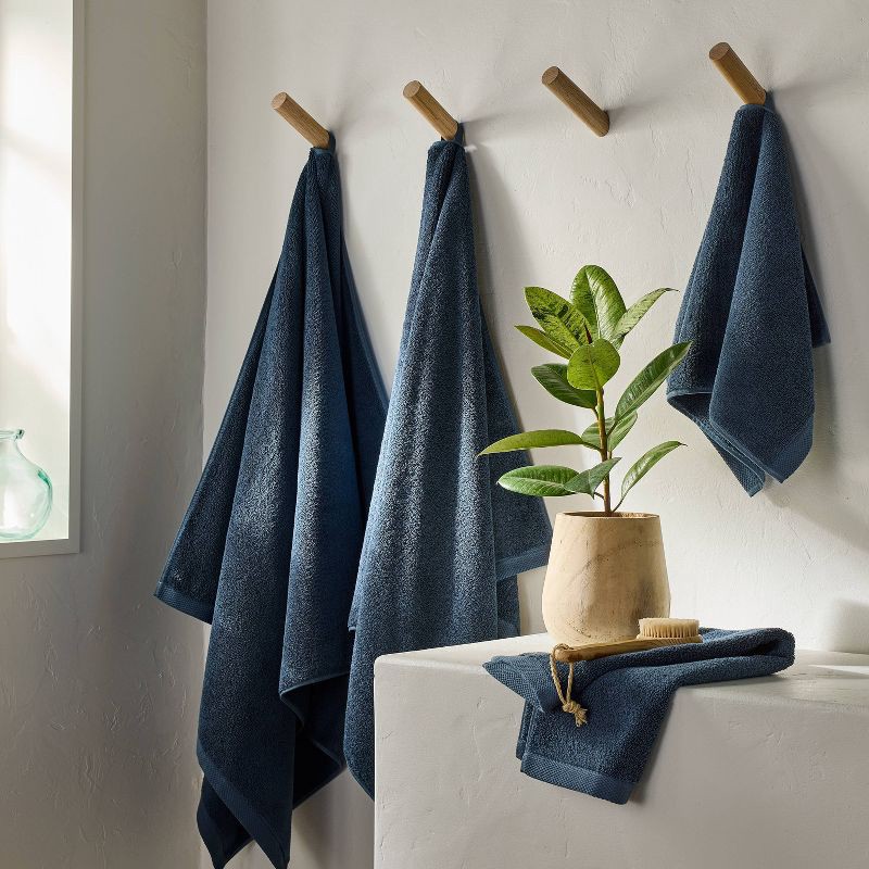 slide 2 of 4, 2pk Organic Hand Towel Dark Mineral Blue - Casaluna™, 2 ct