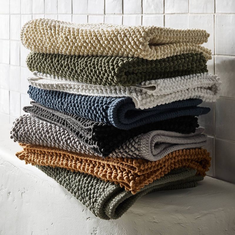 slide 4 of 4, 21"x34" Textured Bath Mat Washed Dark Mineral Blue - Casaluna™, 1 ct