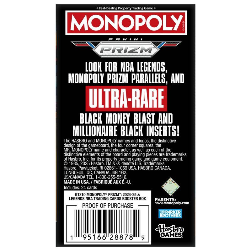 slide 3 of 5, Monopoly Panini Prizm: 2024-25 NBA Basketball Trading Cards Booster Box, 1 ct