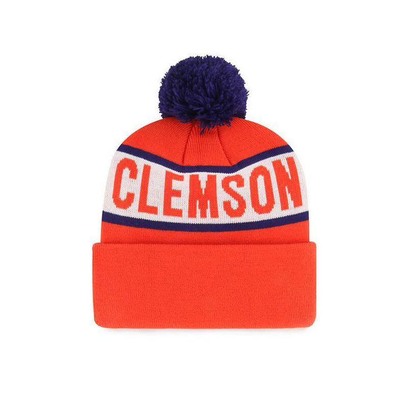 slide 2 of 2, NCAA Clemson Tigers Knit Cuffed Pom Beanie: Sports Team Logo, Adult One Size, 1 ct