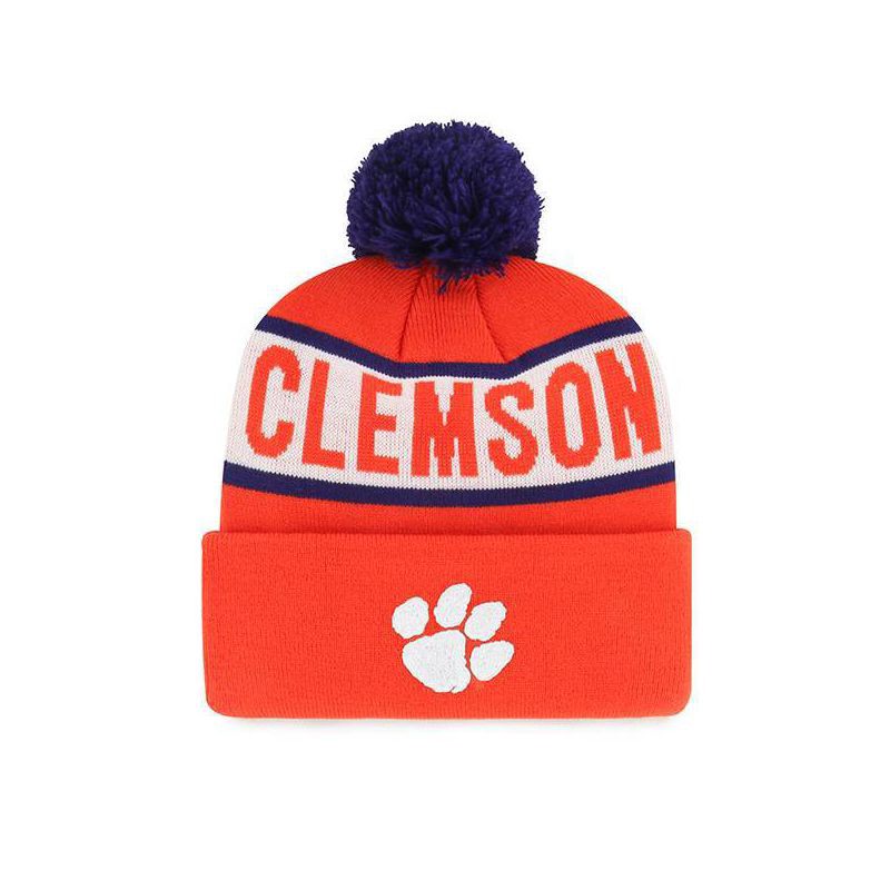 slide 1 of 2, NCAA Clemson Tigers Knit Cuffed Pom Beanie: Sports Team Logo, Adult One Size, 1 ct