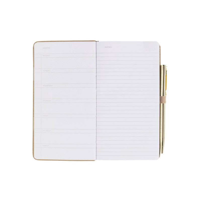 slide 4 of 4, Fringe Studio Faux Leather Weekly Planner & Pen Set 3.63" x 6.88" Beige Plans Stacked, 1 ct