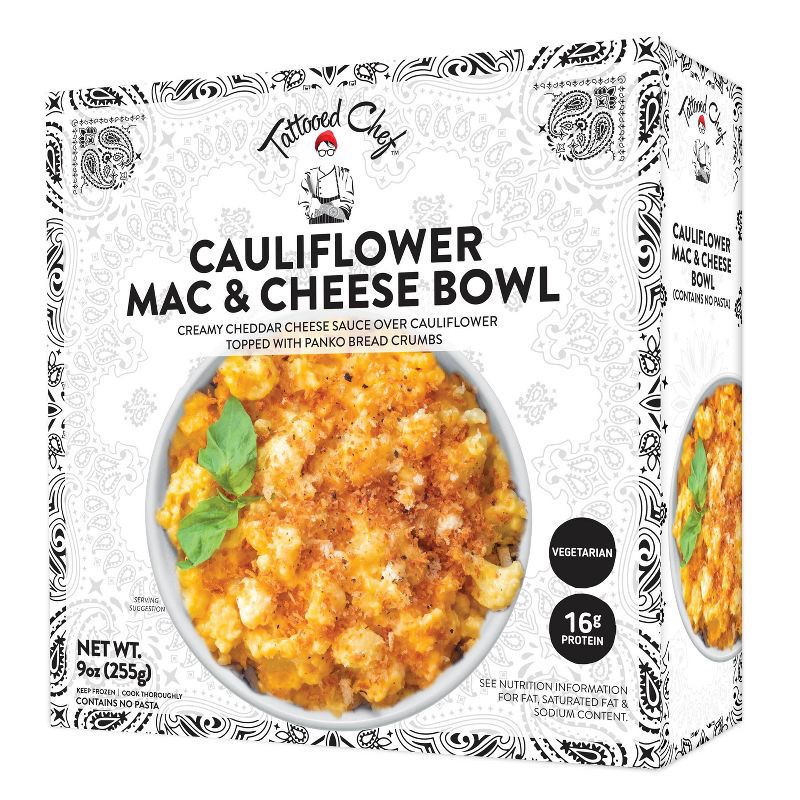 slide 5 of 6, Tattooed Chef Frozen Cauliflower Mac & Cheese Bowl - 9oz, 9 oz