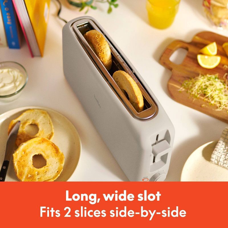 slide 5 of 9, bella Housewares bella 2-Slice Slim Toaster Oatmilk: Metal, 900W, Compact Beige Design, 2-Year Warranty, Spot Clean, 14.88" Width, 1 ct