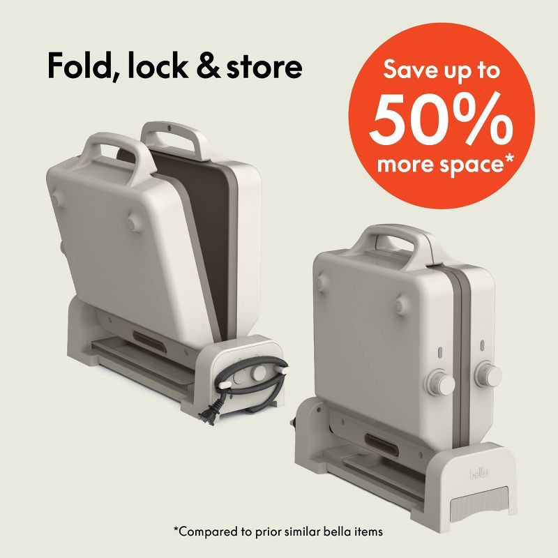 slide 4 of 9, bella Housewares bella Fold and Store Dual Temp Griddle Oatmilk: 1200W Electric Hot Plate, Aluminum Cooking Surface, 2-Year Warranty, 1 ct