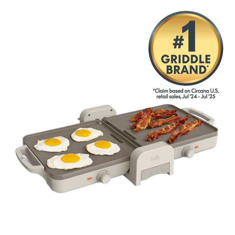 slide 3 of 9, bella Housewares bella Fold and Store Dual Temp Griddle Oatmilk: 1200W Electric Hot Plate, Aluminum Cooking Surface, 2-Year Warranty, 1 ct