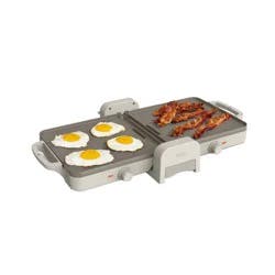 bella Housewares bella Fold and Store Dual Temp Griddle Oatmilk: 1200W Electric Hot Plate, Aluminum Cooking Surface, 2-Year Warranty
