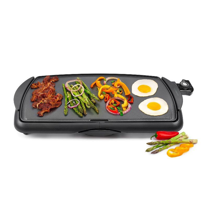 slide 1 of 6, KitchenSmith 22.83" Electric Griddle Black: Ceramic Cooking Surface, 1500W, Dishwasher-Safe Parts, Includes Drip Tray, 1 ct