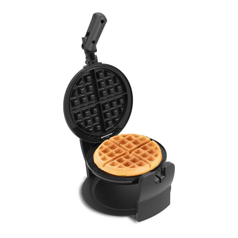 slide 2 of 10, KitchenSmith Nonstick Waffle Maker Black: Aluminum, 180° Rotating, Folding Handle, Drip Tray, 1000W, 1 ct