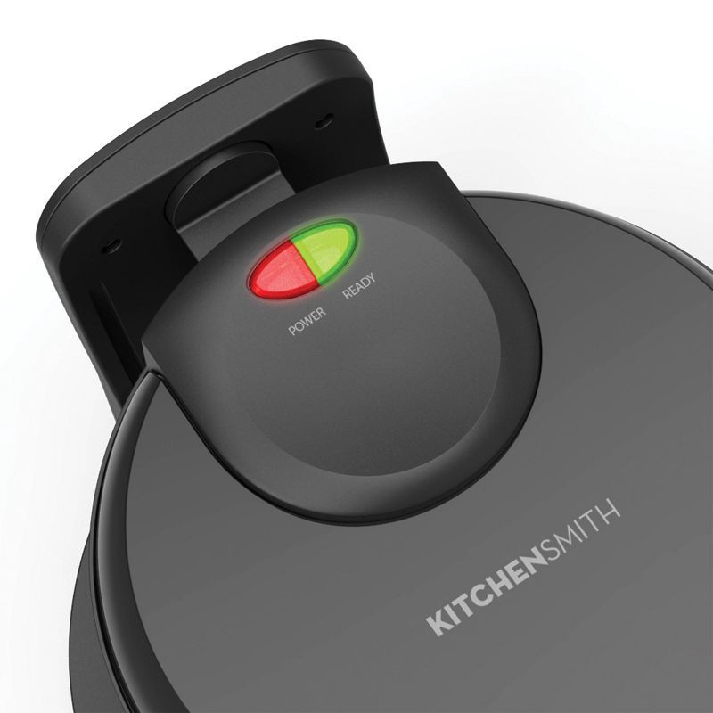 slide 6 of 10, KitchenSmith Nonstick Waffle Maker Black: Aluminum, 180° Rotating, Folding Handle, Drip Tray, 1000W, 1 ct