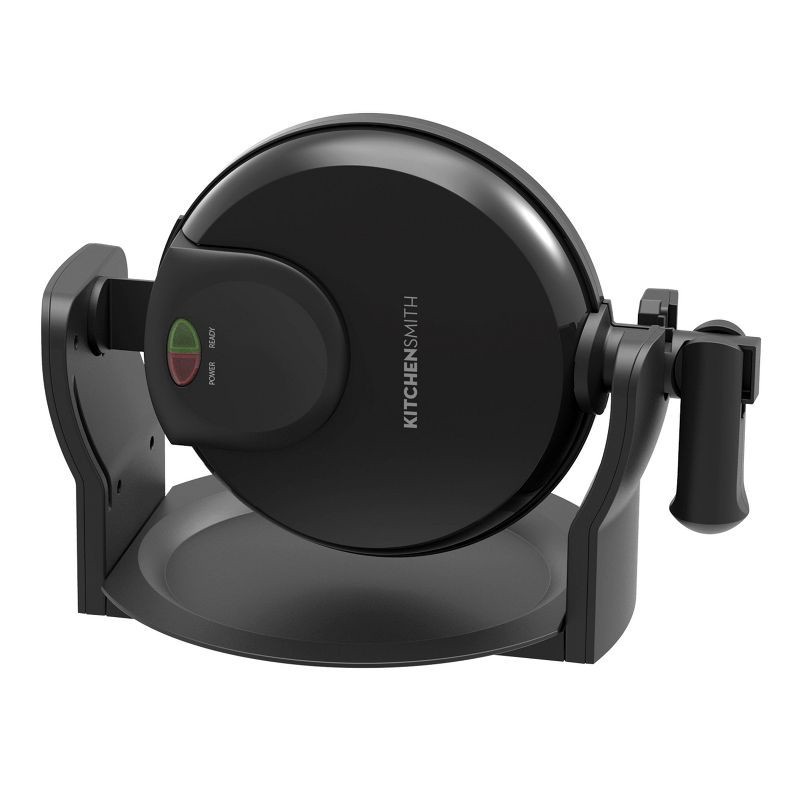 slide 10 of 10, KitchenSmith Nonstick Waffle Maker Black: Aluminum, 180° Rotating, Folding Handle, Drip Tray, 1000W, 1 ct