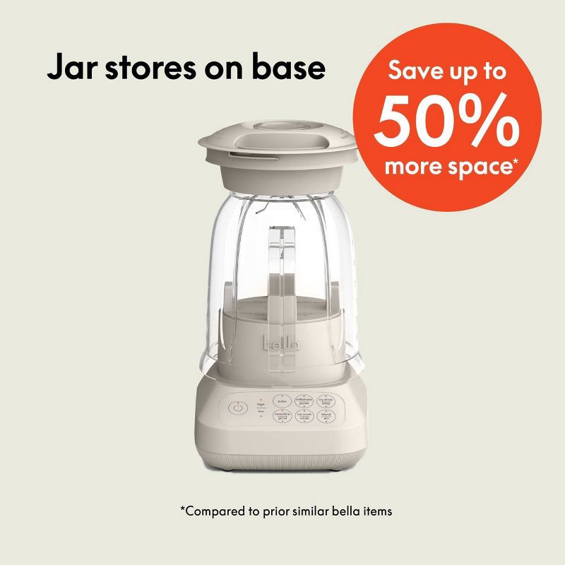 slide 2 of 7, bella Housewares bella Flip and Store Blender Oatmilk: 10-Speed Countertop Blender, 48oz Capacity, 450W, Dishwasher-Safe Parts, Beige, 48 oz