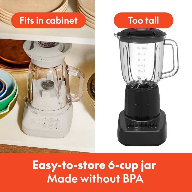 slide 3 of 7, bella Housewares bella Flip and Store Blender Oatmilk: 10-Speed Countertop Blender, 48oz Capacity, 450W, Dishwasher-Safe Parts, Beige, 48 oz