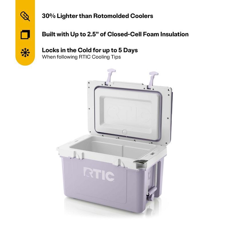 slide 2 of 8, RTIC Outdoors 32 QT Ultra-Light Hard Sided Cooler - Lilac Purple: Polypropylene Construction, 32 qt
