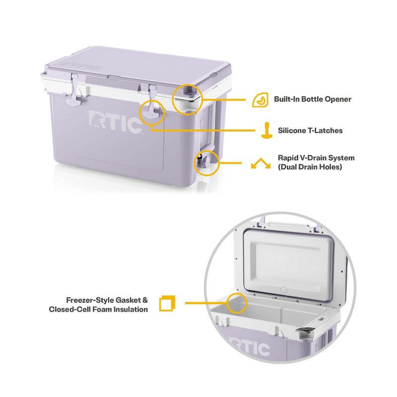 slide 3 of 8, RTIC Outdoors 32 QT Ultra-Light Hard Sided Cooler - Lilac Purple: Polypropylene Construction, 32 qt