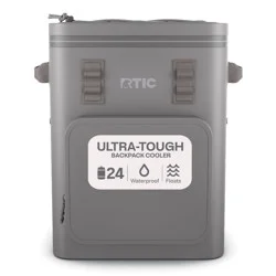 RTIC Outdoors 24 Can Ultra-Tough Backpack Cooler - Gray: Vinyl Liner, Holds 24 Cans