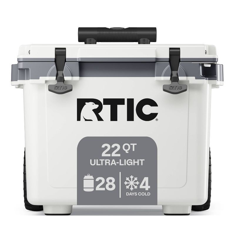 slide 1 of 6, RTIC Outdoors 22qt Ultra Light Wheeled Hard Sided Cooler - White: Polypropylene Construction, 22 qt