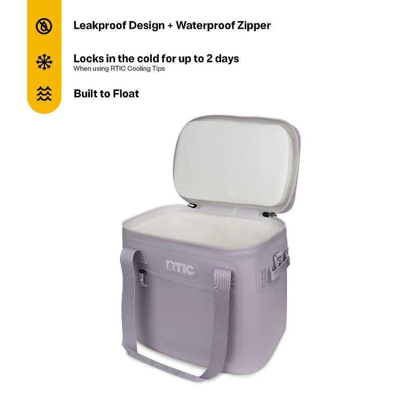 slide 3 of 8, RTIC Outdoors 30 Cans Ultra-Tough Soft Sided Cooler - Lilac Purple: Vinyl Liner, 6 lbs, 30 cans, 6 lb