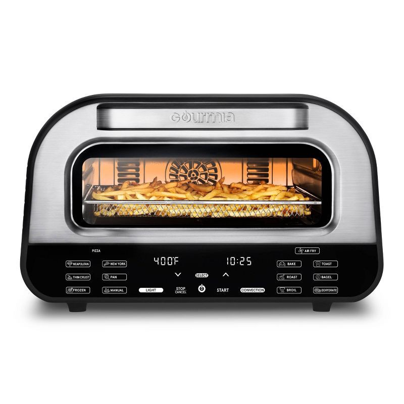 slide 2 of 12, Gourmia Digital Indoor Grill Pizza + Air Fryer Oven with 6 Pizza Presets and 7 Cooking Functions, 1 ct