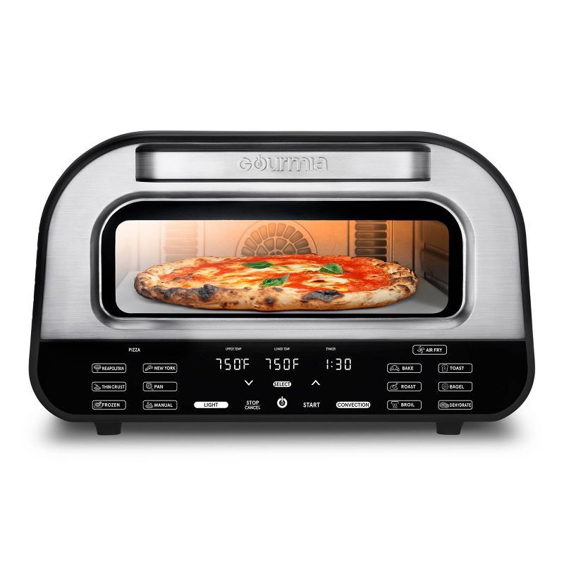 slide 1 of 12, Gourmia Digital Indoor Grill Pizza + Air Fryer Oven with 6 Pizza Presets and 7 Cooking Functions, 1 ct