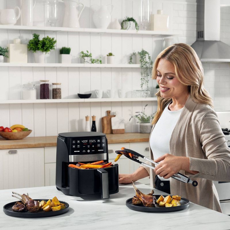 slide 8 of 8, Gourmia Digital 3qt Air Fryer with Guided Cooking Prompts Black/Stainless Steel Finish, 3 qt