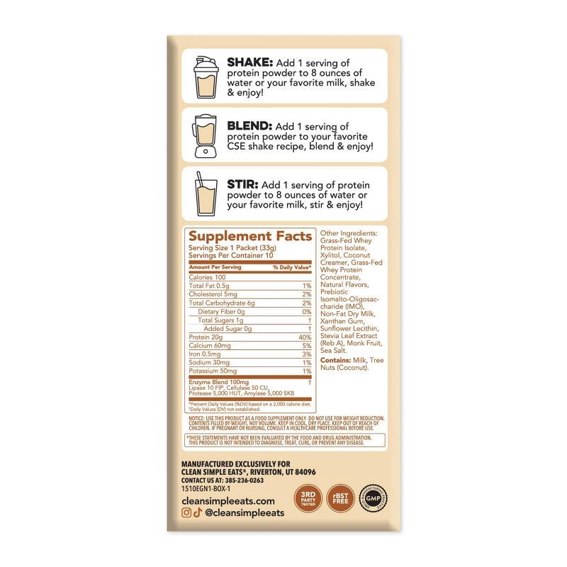 slide 9 of 9, Clean Simple Eats Protein Powder Sticks - Eggnog - 11.6oz/10ct, 10 ct; 11.6 oz