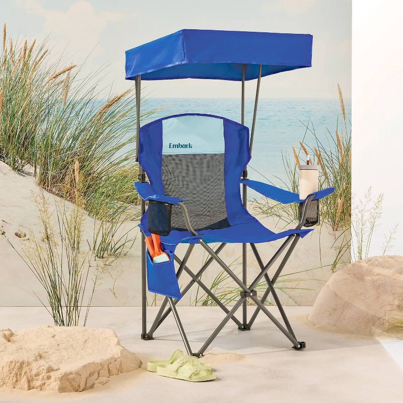 slide 2 of 5, Mesh Canopy Camp Chair Blue - Embark™: Portable Outdoor Seat with UV Protection, 1 ct