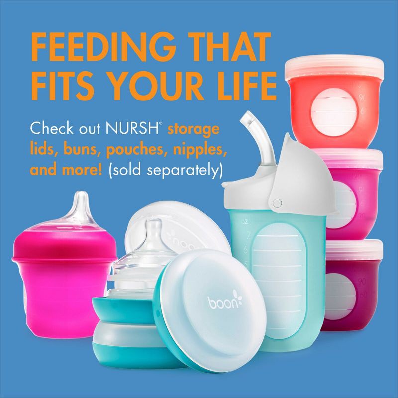 slide 5 of 10, Boon Nursh Pouch Baby Bottles - Color Block - 4 fl oz/3pk, 4 fl oz, 3 ct