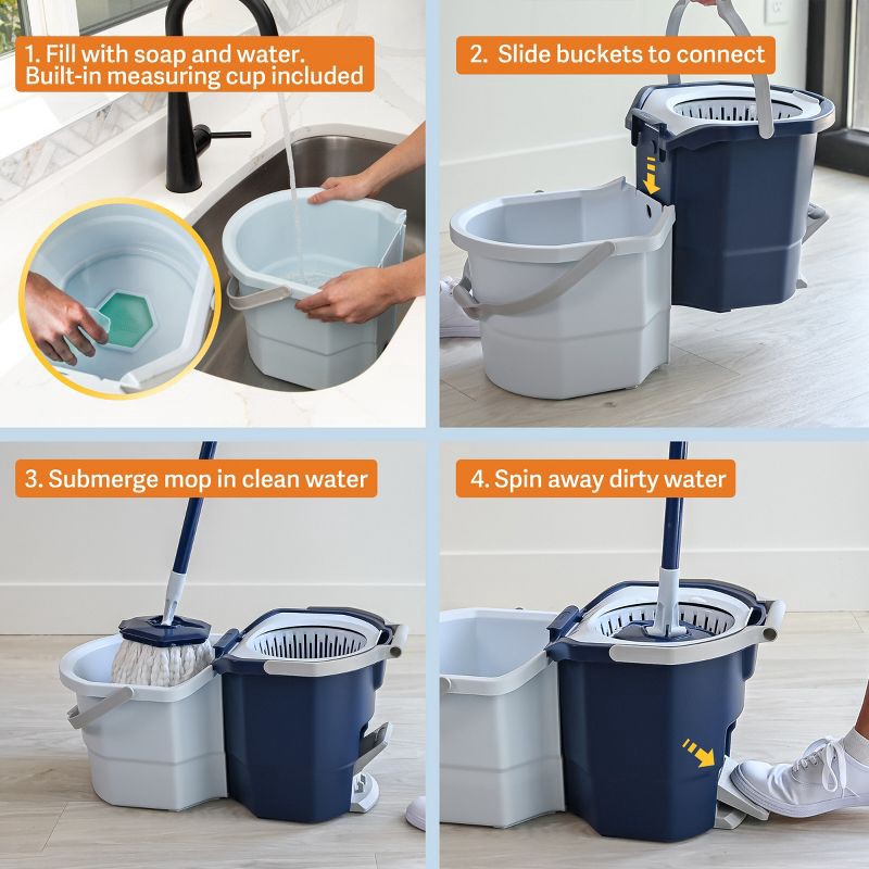 slide 9 of 16, Casabella Clean Water Spin Mop with Extra Refill, 1 ct