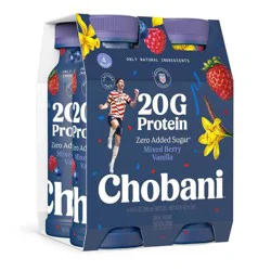 Chobani 20g Protein Greek Yogurt Drink Mixed Berry Vanilla - 40 fl oz/4ct Bottles