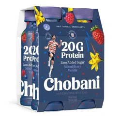 Chobani 20g Protein Greek Yogurt Drink Mixed Berry Vanilla - 40 fl oz/4ct Bottles